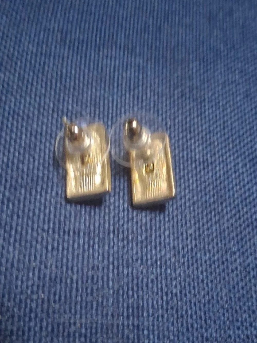 Rectangular Two-Tone Fish Motif Earrings - Silver & Gold Tones